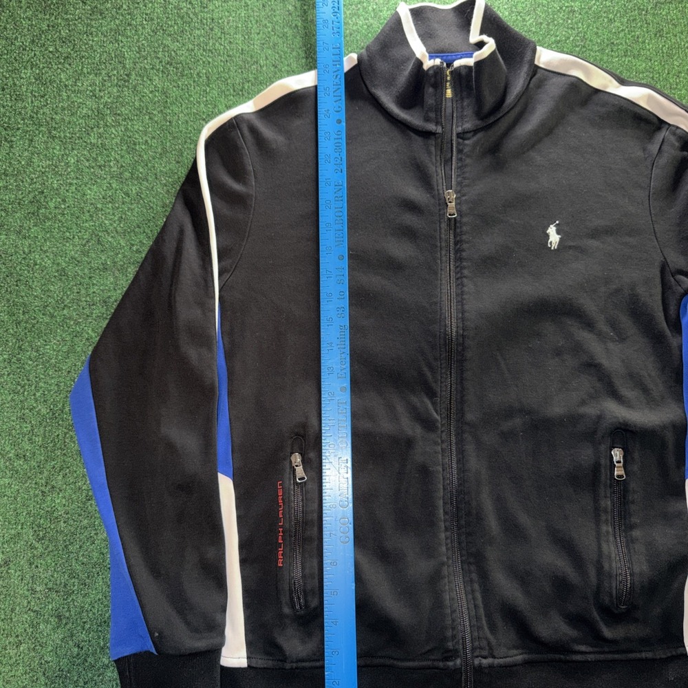 Polo Ralph Lauren Track Jacket Men M Black Full Zip Striped Stretch Cotton - Picture 3 of 7